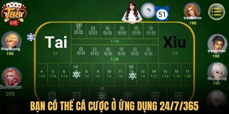 Bạn có thể cá cược ở ứng dụng 24/7/365