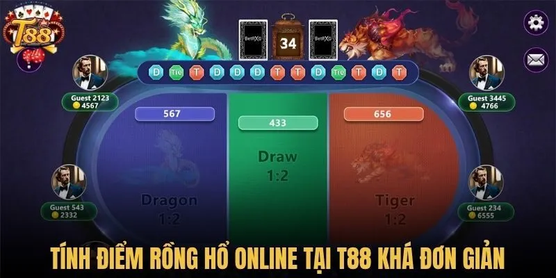 Tính điểm Rồng Hổ online tại T88 khá đơn giản